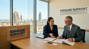 Avocat francophone à Alicante du réseau Espagne Support analysant les plans d'urbanisme d'une villa sur la Costa Blanca.