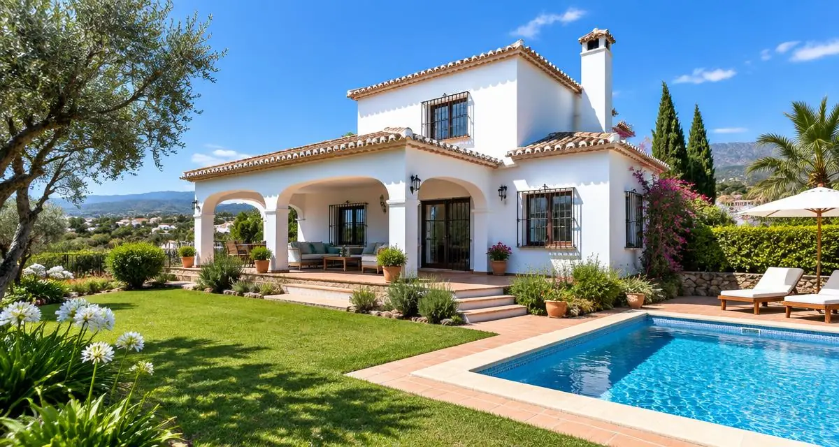 Maison blanche avec piscine en Espagne — illustration du guide « Acheter une finca rústica en Espagne : ce qu'on peut (et ne peut pas) y faire »