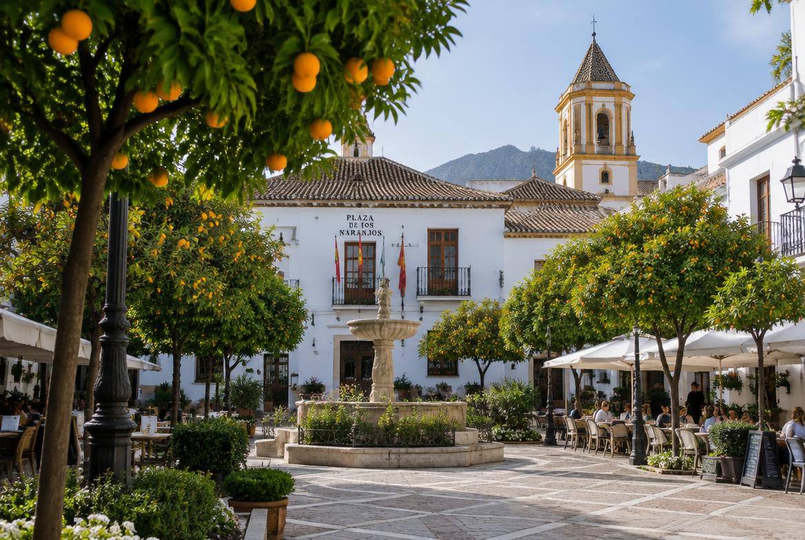 Plaza de los Naranjos dans la vieille ville de Marbella, Costa del Sol, secteur de Maître Galepides